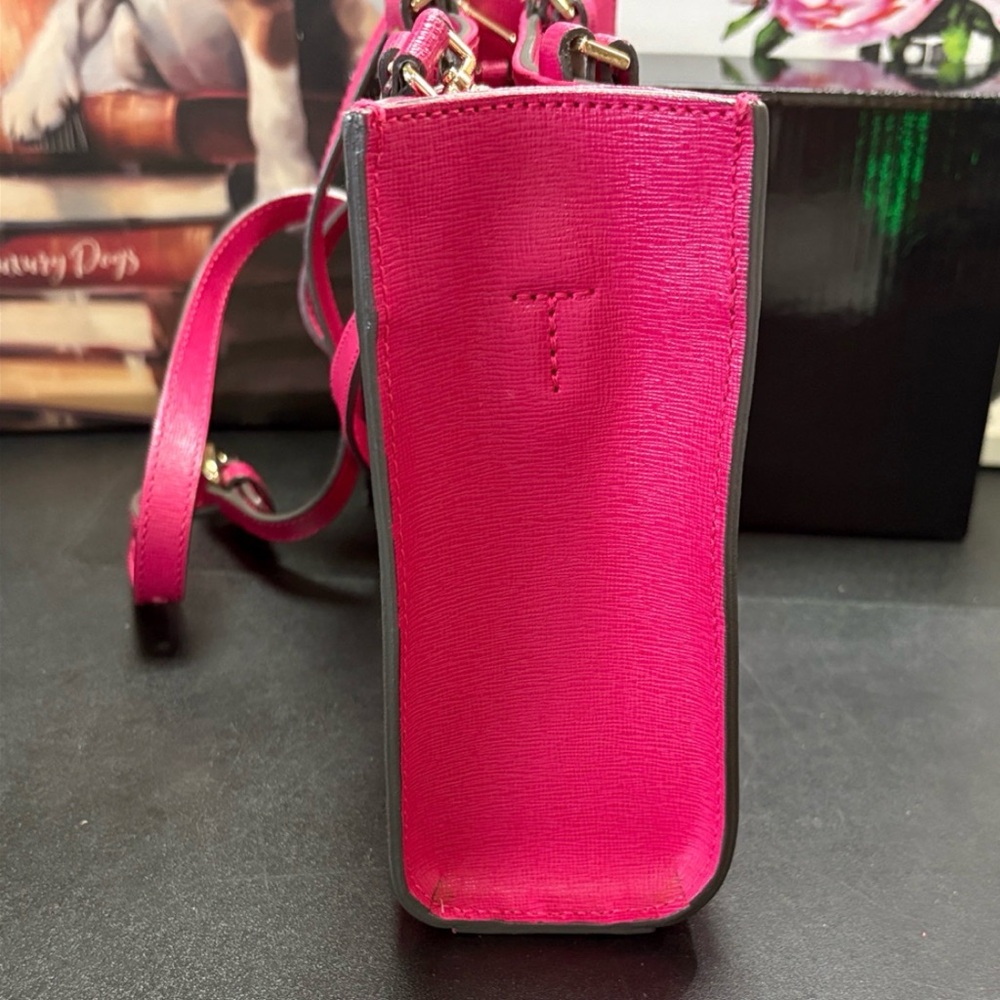 Furla Hot Pink Saffiano Leather Tote with Gold Chain - Picture 12 of 12